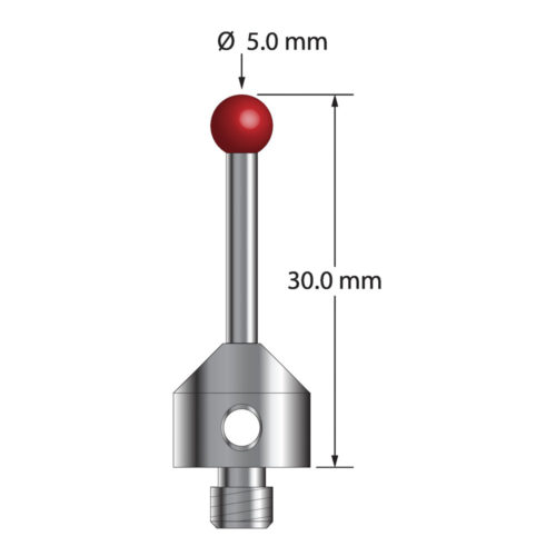 Q-Mark ATG-5030 M5 5 мм Рубиновый наконечник, Цилиндрический стилус, L 30,0 мм, EWL 20 мм