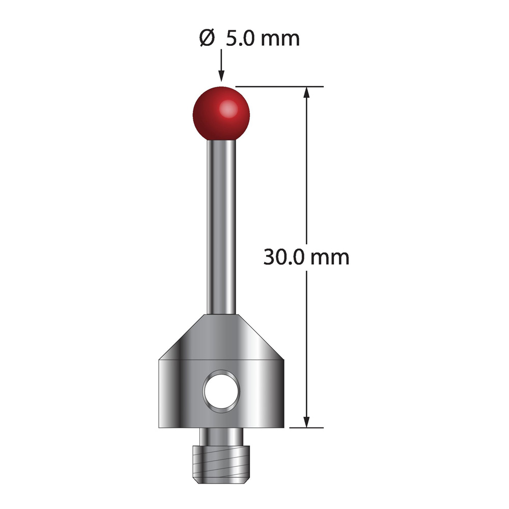 Q-Mark ATG-5030 M5 5 мм Рубиновый наконечник, Цилиндрический стилус, L 30,0 мм, EWL 20 мм