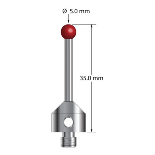 Q-Mark ATG-5035 M5 5 мм Рубиновый наконечник, Цилиндрический стилус, L 35,0 мм, EWL 25 мм