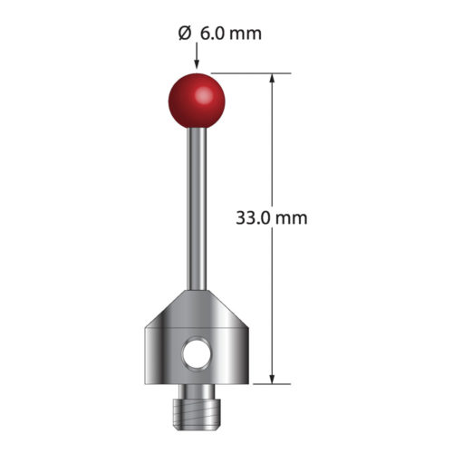 Q-Mark ATG-6033-DS2 M5 6 мм, рубиновый наконечник, цилиндрический стилус, L 33,0 мм, EWL 23 мм