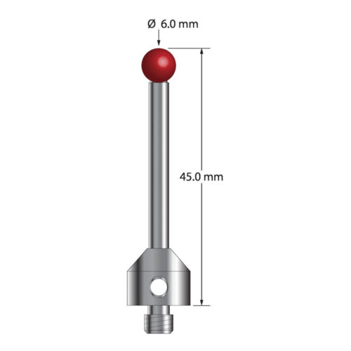 Q-Mark ATG-6045 M5 6 мм Рубиновый наконечник, Цилиндрический стилус, L 45,0 мм, EWL 35 мм