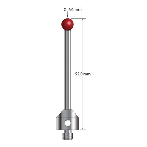 Q-Mark ATG-6055 M5 6 мм Рубиновый наконечник, Цилиндрический стилус, L 55,0 мм, EWL 45 мм