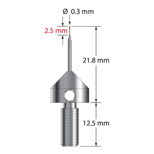Щуп Q-Mark MSA-0322-R M5 с рубиновым шариком диаметром 0,3 мм, коническим твердосплавным стержнем с малым диаметром 0,2 мм
