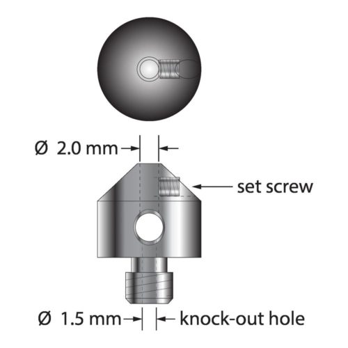 Q-Mark QC-200 Держатель стилуса, сталь, с резьбой М5. Удерживает один щуп без резьбы со стержнем диаметром 2,0 мм.