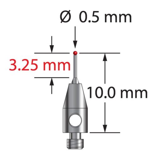 Q-Mark TM2-0510-25-R M2 0,5 мм с рубиновым наконечником, прямой стилус, L 10,25 мм, EWL 5,25 мм