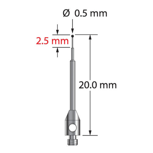 Q-Mark TM2-0520-C M2 0,5 мм с наконечником из карбида вольфрама, ступенчатая игла, L 20,0 мм, EWL 15 мм