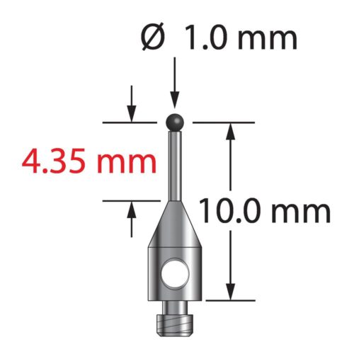 Q-Mark TM2-1010-5-S-SN M2 1 мм, наконечник из нитрида кремния, прямой стилус, L 10,5 мм, EWL 4,85 мм