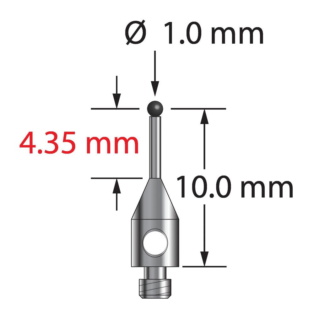 Q-Mark TM2-1010-5-S-SN M2 1 мм, наконечник из нитрида кремния, прямой стилус, L 10,5 мм, EWL 4,85 мм