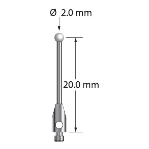 Q-Mark TM2-2021-Z M2 2 мм с циркониевым наконечником, прямой стилус, L 21,0 мм, EWL 15 мм