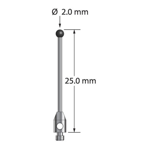 Q-Mark TM2-2025-SN M2 2 мм, наконечник из нитрида кремния, цилиндрический стилус, L 25,0 мм, EWL 20 мм
