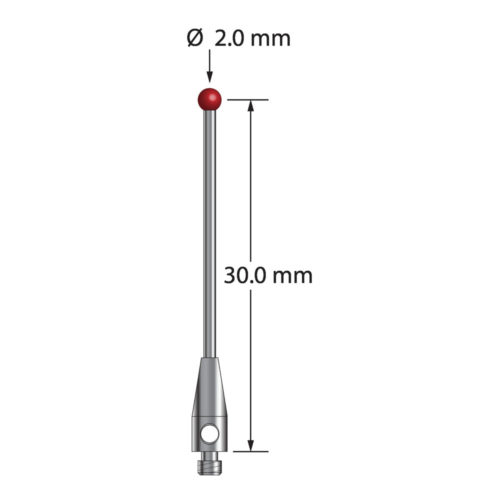Q-Mark TM2-2031-DS1 M2 2 мм, рубиновый наконечник, цилиндрический стилус, L 31,0 мм, EWL 23 мм