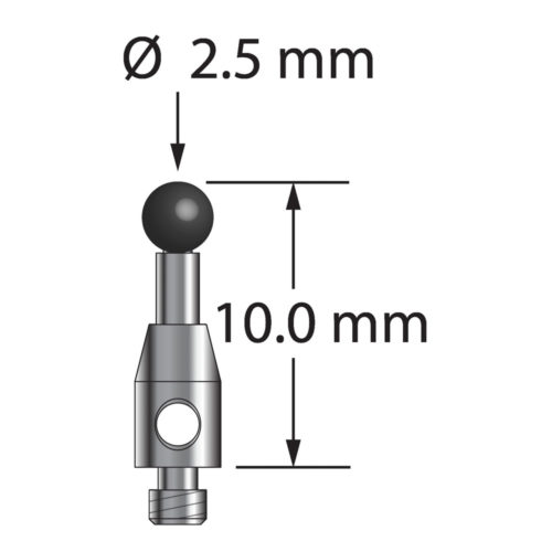 Q-Mark TM2-2510-SN M2 2,5 мм с наконечником из нитрида кремния, цилиндрический стилус, L 10,0 мм, EWL 5 мм