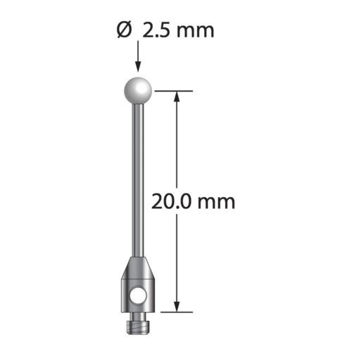 Q-Mark TM2-2521-25-DS1-Z M2 2,5 мм с наконечником из циркония, прямой стилус, L 21,25 мм, EWL 16,25 мм