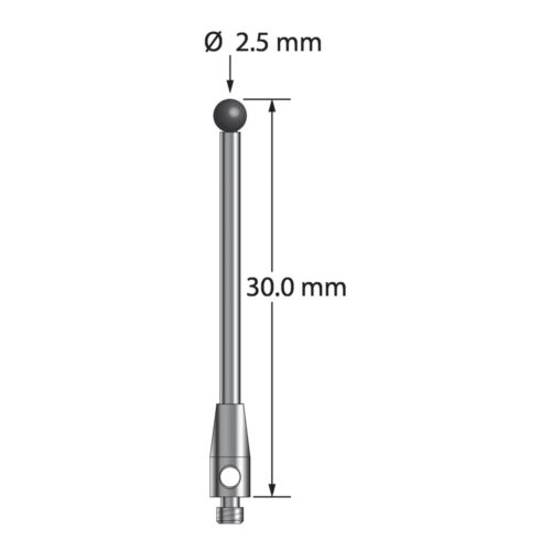 Q-Mark TM2-2530-SN M2 2,5 мм с наконечником из нитрида кремния, цилиндрический стилус, L 30,0 мм, EWL 23 мм