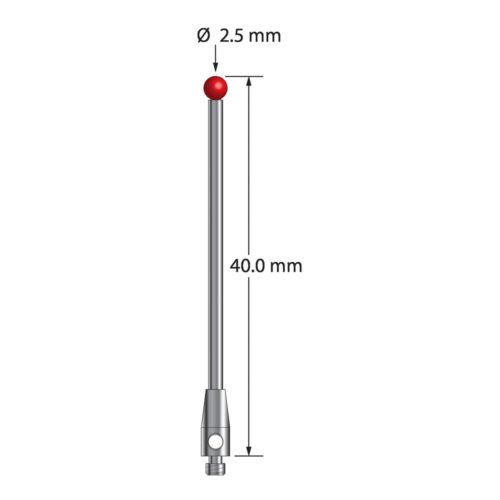Q-Mark TM2-2540 M2 2,5 мм с рубиновым наконечником, цилиндрический стилус, L 40,0 мм, EWL 33 мм