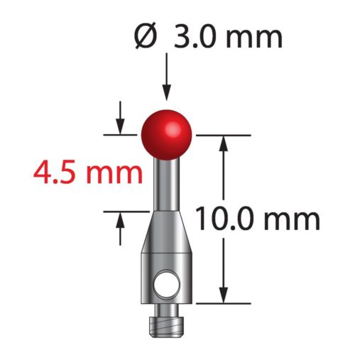 Q-Mark TM2-3011-5-S M2 3 мм, рубиновый наконечник, прямой стилус, L 11,5 мм, EWL 6 мм