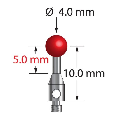 Q-Mark TM2-4012-S M2 4 мм, рубиновый наконечник, прямой стилус, L 12,0 мм, EWL 7 мм