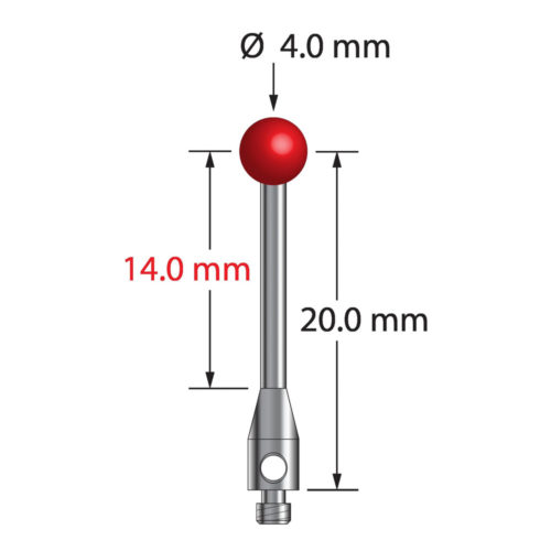 Q-Mark TM2-4022-S M2 4 мм, рубиновый наконечник, цилиндрический стилус, L 22,0 мм, EWL 16 мм