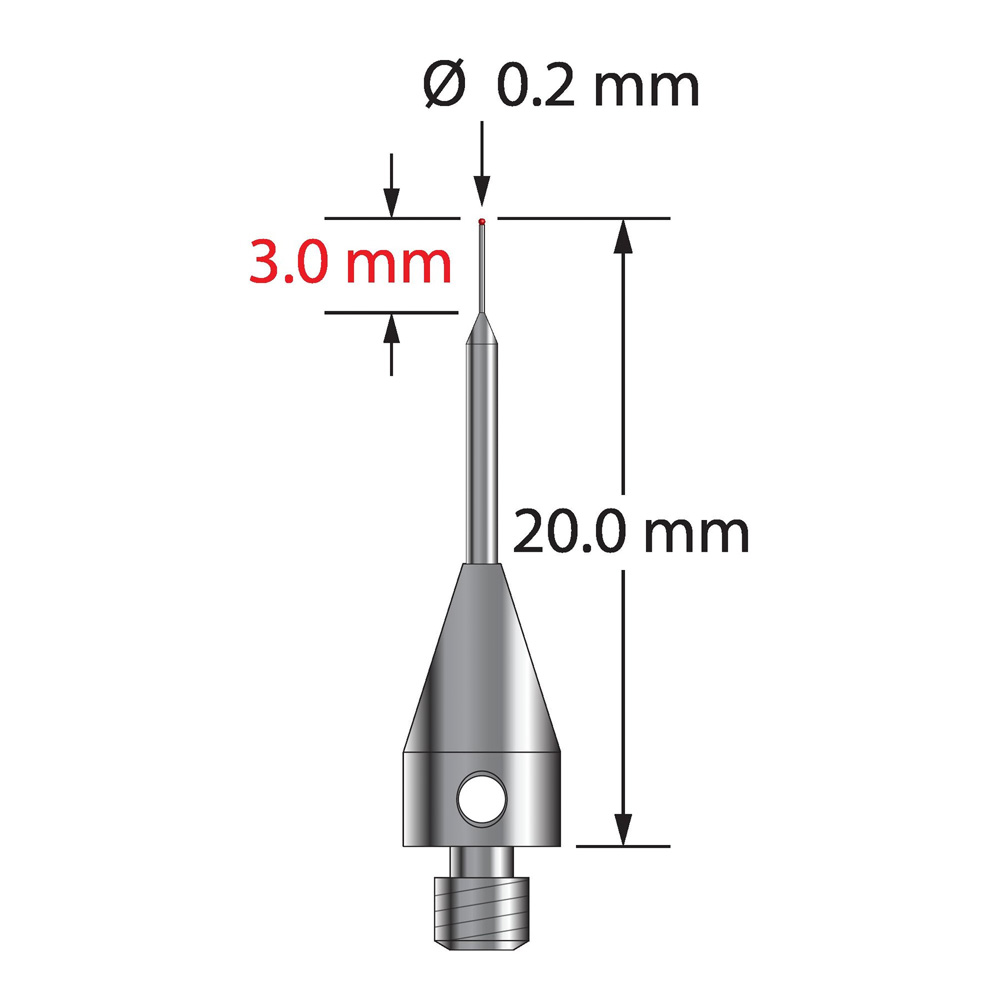 Q-Mark TM3-0220-TX M3 XXT 0,2 мм Рубиновый наконечник, цилиндрический стилус, L 20,0 мм, EWL 11 мм