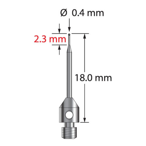 Q-Mark TM3-0418-SN M3 0,4 мм, наконечник из нитрида кремния, цилиндрический стилус, L 18,0 мм, EWL 13 мм