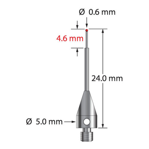 Q-Mark TM3-0624-TX M3 XXT 0,6 мм Рубиновый наконечник, ступенчатый стилус, L 24,0 мм, EWL 15 мм