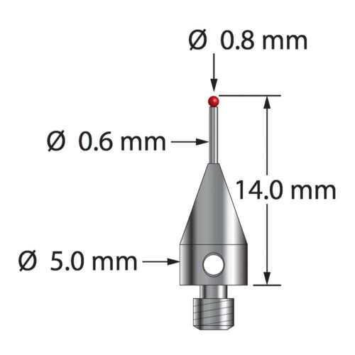 Q-Mark TM3-0814-TX M3 XXT 0,8 мм Рубиновый наконечник, прямой стилус, L 14,0 мм, EWL 5 мм