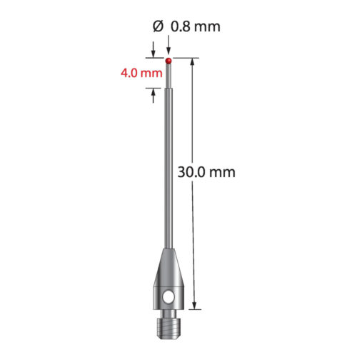 Q-Mark TM3-0830 M3 0,8 мм Рубиновый наконечник, ступенчатый стилус, L 30,0 мм, EWL 22 мм