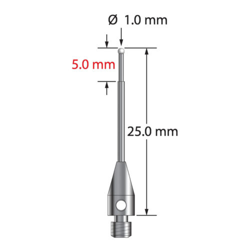 Q-Mark TM3-1025-Z M3 1 мм, наконечник из диоксида циркония, ступенчатый стилус, L 25,0 мм, EWL 17 мм