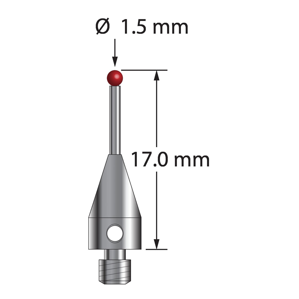 Q-Mark TM3-1517-TX M3 XXT 1,5 мм с рубиновым наконечником, цилиндрический стилус, L 17,0 мм, EWL 8 мм
