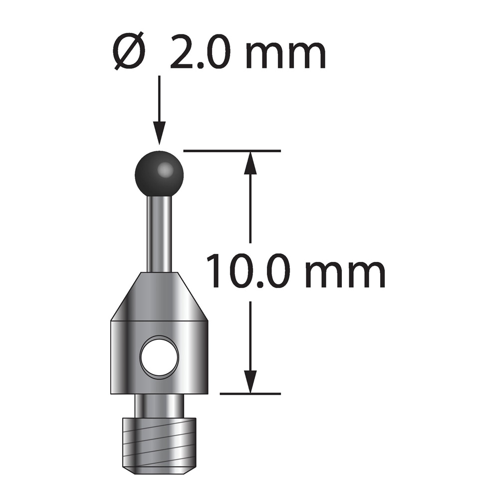 Q-Mark TM3-2010-SN M3 2 мм, наконечник из нитрида кремния, цилиндрический стилус, L 10,0 мм, EWL 5 мм