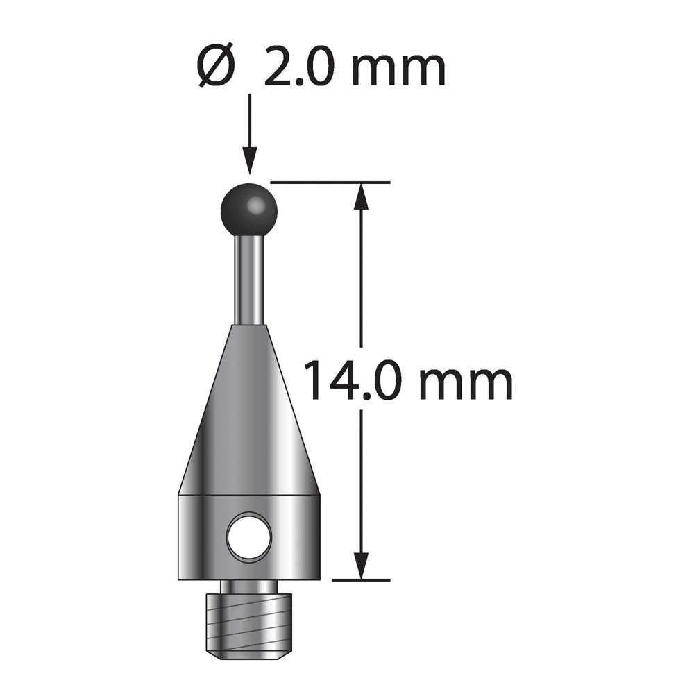 Q-Mark TM3-2014-TX-SN M3 XXT 2 мм, наконечник из нитрида кремния, цилиндрический стилус, L 14,0 мм, EWL 5 мм
