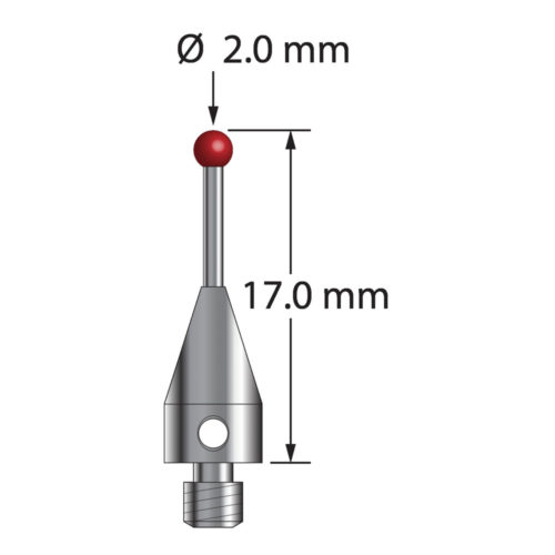Q-Mark TM3-2017-TX M3 XXT 2 мм, рубиновый наконечник, цилиндрический стилус, L 17,0 мм, EWL 8 мм