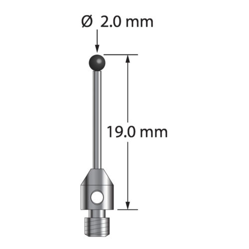 Q-Mark TM3-2019-SN M3 2 мм, наконечник из нитрида кремния, цилиндрический стилус, L 19,0 мм, EWL 14 мм