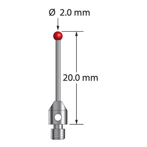 Q-Mark TM3-2020 M3 2 мм, рубиновый наконечник, цилиндрический стилус, L 20,0 мм, EWL 15 мм
