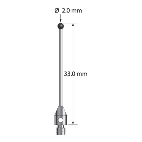 Q-Mark TM3-2033-DS1-SN-1 M3 2 мм, наконечник из нитрида кремния, цилиндрический стилус, L 33,0 мм, EWL 27 мм