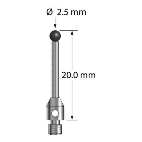 Q-Mark TM3-2520-SN M3 2,5 мм с наконечником из нитрида кремния, цилиндрический стилус, L 20,0 мм, EWL 15 мм
