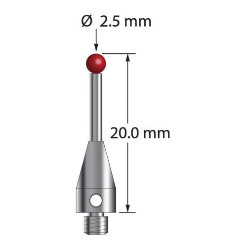 Q-Mark TM3-2520-TX M3 XXT 2,5 мм, рубиновый наконечник, цилиндрический стилус, L 20,0 мм, EWL 11 мм