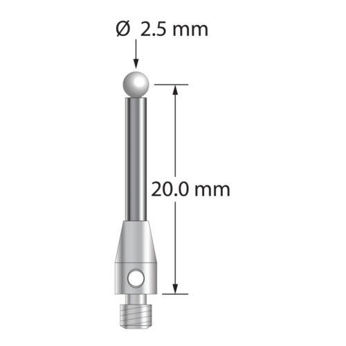Q-Mark TM3-2521-25-Z M3 2,5 мм с наконечником из циркония, цилиндрический стилус, L 21,25 мм, EWL 14,25 мм