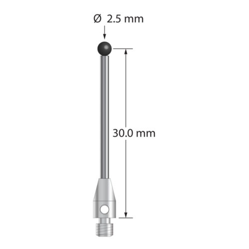 Q-Mark TM3-2531-25-SN M3 2,5 мм с наконечником из нитрида кремния, цилиндрический стилус, L 31,25 мм, EWL 24,25 мм