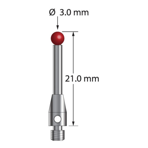 Q-Mark TM3-3021-8 M3 3 мм, рубиновый наконечник, цилиндрический стилус, L 21,0 мм, EWL 13 мм