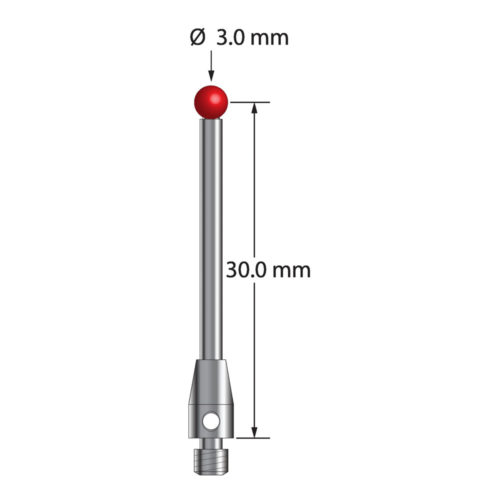 Q-Mark TM3-3031-5-DS2 M3 3 мм, рубиновый наконечник, прямой стилус, L 31,5 мм, EWL 24,5 мм