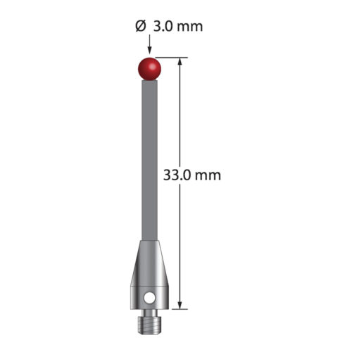 Q-Mark TM3-3033-TX M3 XXT 3 мм, рубиновый наконечник, прямой стилус, L 33,0 мм, EWL 24 мм