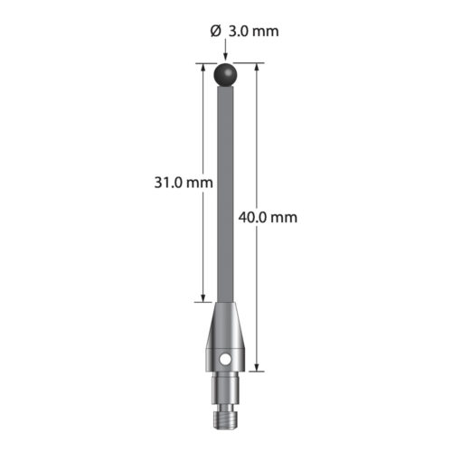 Q-Mark TM3-3040-TX-CS M3 XXT 3 мм, рубиновый наконечник, прямой стилус, L 40,0 мм, EWL 31 мм