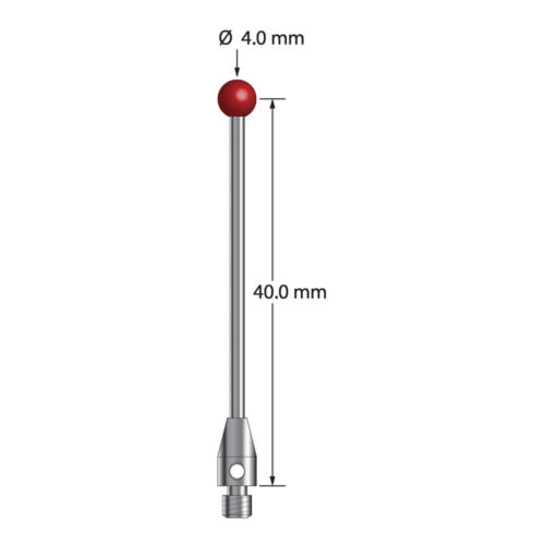 Q-Mark TM3-4042 M3 4 мм, рубиновый наконечник, прямой стилус, L 42,0 мм, EWL 35 мм