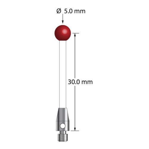 Q-Mark TM3-5032-5-C M3 5 мм, рубиновый наконечник, прямой стилус, L 32,5 мм, EWL 25,5 мм