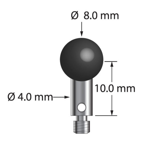 Q-Mark TM3-8010-S-SN M3 8 мм, наконечник из нитрида кремния, цилиндрический стилус, L 14,0 мм, EWL 4 мм