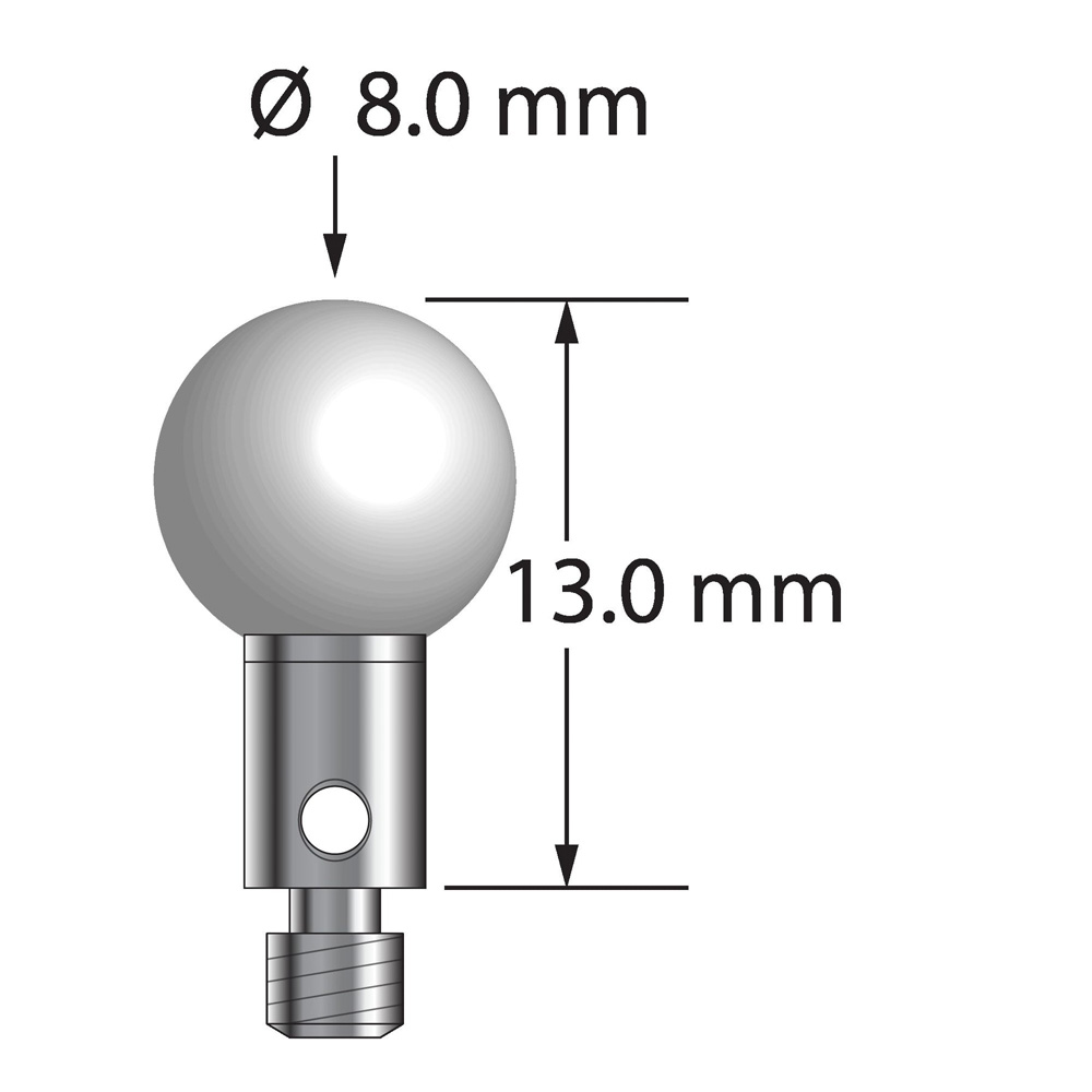 Q-Mark TM3-8013-Z M3 8 мм, наконечник из диоксида циркония, цилиндрический стилус, L 13,0 мм, EWL 8 мм