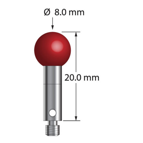 Q-Mark TM3-8020 M3 8 мм, рубиновый наконечник, цилиндрический стилус, L 20,0 мм, EWL 12 мм