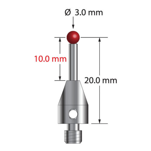 Q-Mark TM4-3021-5 M4 3 мм с рубиновым наконечником, прямой стилус, L 21,5 мм, EWL 11,5 мм