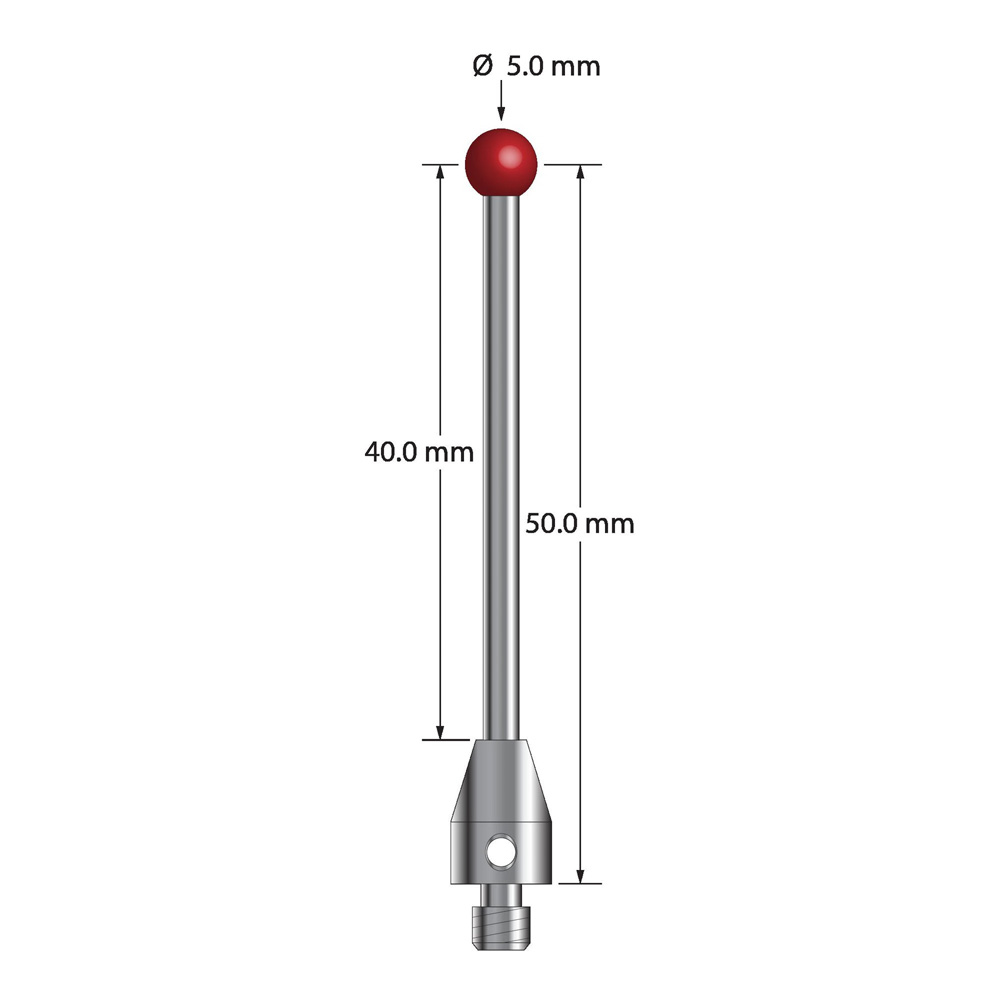 Q-Mark TM4-5052-5 M4 5 мм с рубиновым наконечником, прямой стилус, L 52,5 мм, EWL 42,5 мм